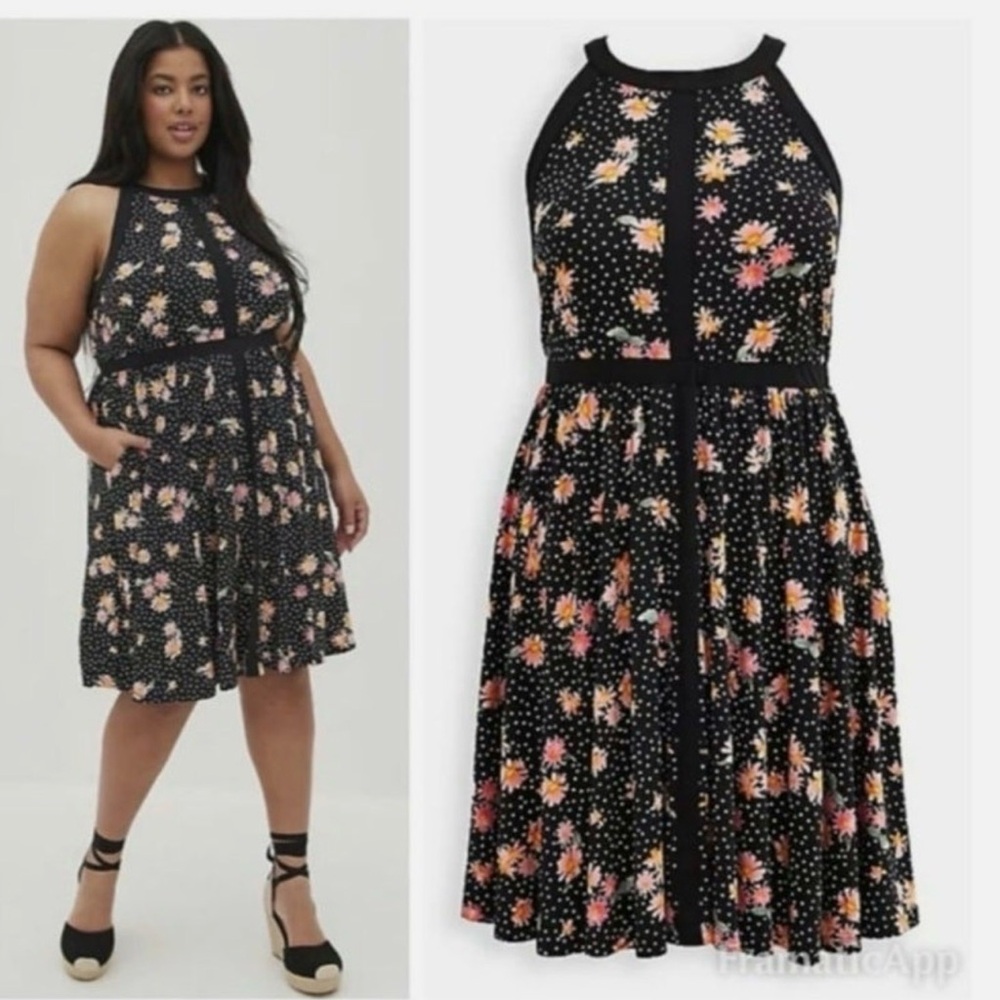 TORRID Mini Studio Knit Halter Skater Dress